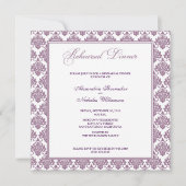Verbluffende Damask repesal Dinner Invite (paars) Kaart (Voorkant)