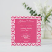 Verbluffende Damask repetitie Dinner Invite (fusch Kaart (Staand voorkant)