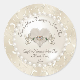Verbluffende dank u gepersonaliseerde bruiloft sti ronde sticker