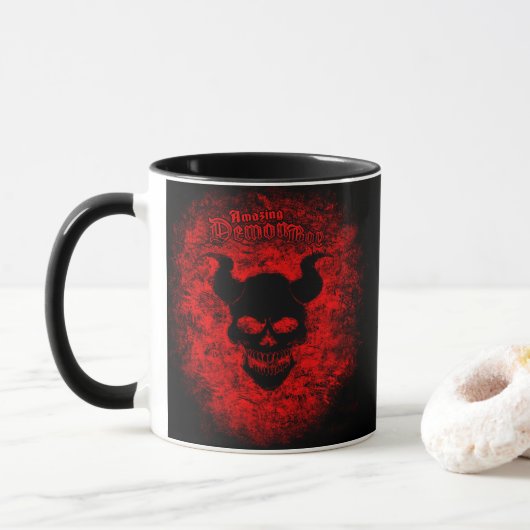 Verbluffende demon Boy Demon Skull Mok (Met donut)