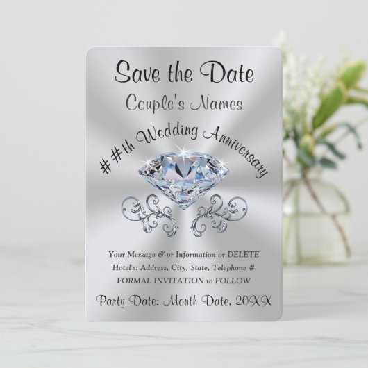 Verbluffende diamant, sla de datumkaarten op, pers kaart (Staand voorkant)