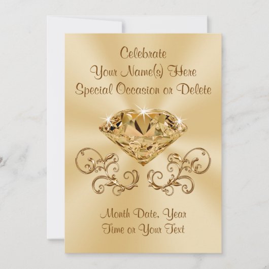 Verbluffende diamanten uitnodigingen GEPERSONALISE (Voorkant)