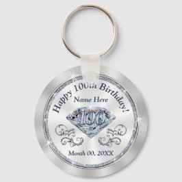 Verbluffende diamantzeekap 100th Birthday Party Fa Sleutelhanger