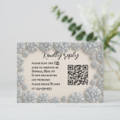 Verbluffende Diamond QR Code Huwelijksreactiekaart RSVP Kaartje (Staand voorkant)