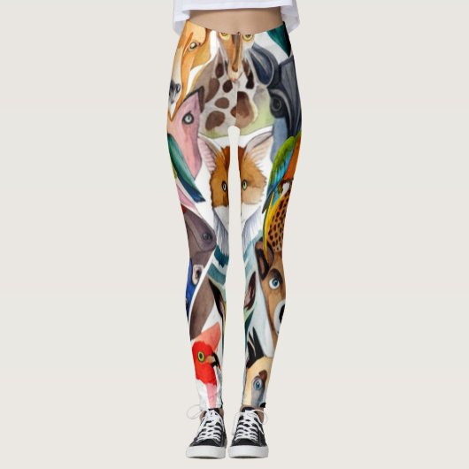 Verbluffende dieren leggings (Voorkant)