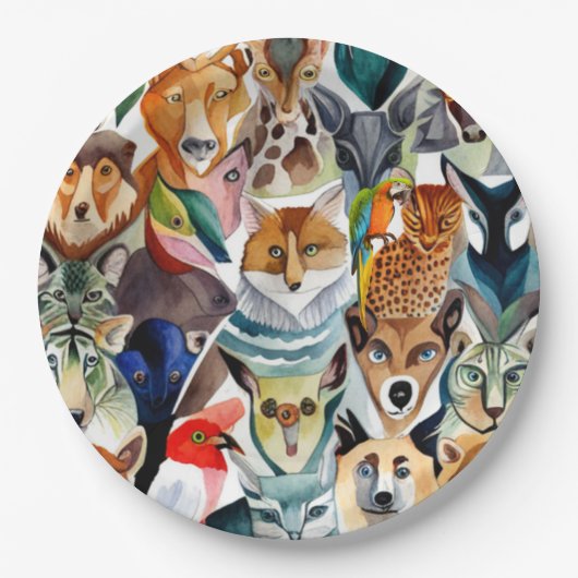 Verbluffende dieren papieren bordje (Voorkant)