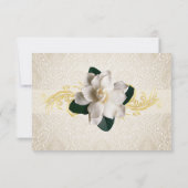 Verbluffende donkergroene en ivory Gardenia Weddin RSVP Kaartje (Achterkant)