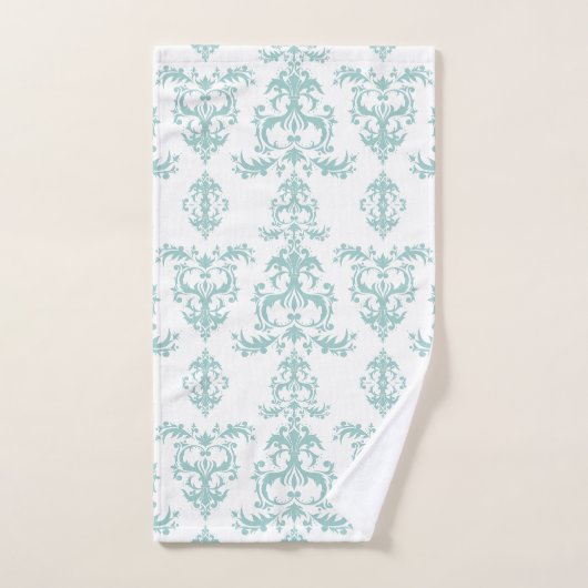 Verbluffende Duck Egg Blue Damask Wath-handdoekset Bad Handdoek (Handdoek)
