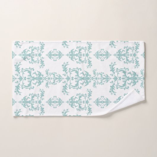 Verbluffende Duck Egg Blue Damask Wath-handdoekset Bad Handdoek (Handdoek)