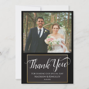 Verbluffende Edgy Black Gothic Minimal bedankpas Kaart