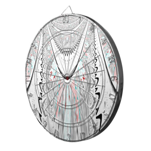 Verbluffende edgy zachte cyaan kleuren vector illu dartbord (Voorkant Rechts)