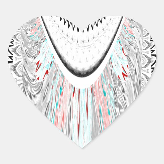 Verbluffende edgy zachte cyaan kleuren vector illu hart sticker (Voorkant)