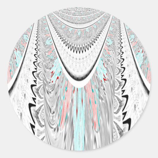 Verbluffende edgy zachte cyaan kleuren vector illu ronde sticker (Voorkant)