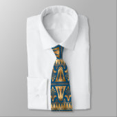 Verbluffende Egyptische Royal Blue en Gold Pattere Stropdas (Gebonden)