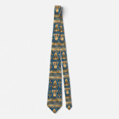 Verbluffende Egyptische Royal Blue en Gold Pattere Stropdas (Voorkant)