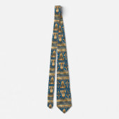 Verbluffende Egyptische Royal Blue en Gold Pattere Stropdas (Achterkant)