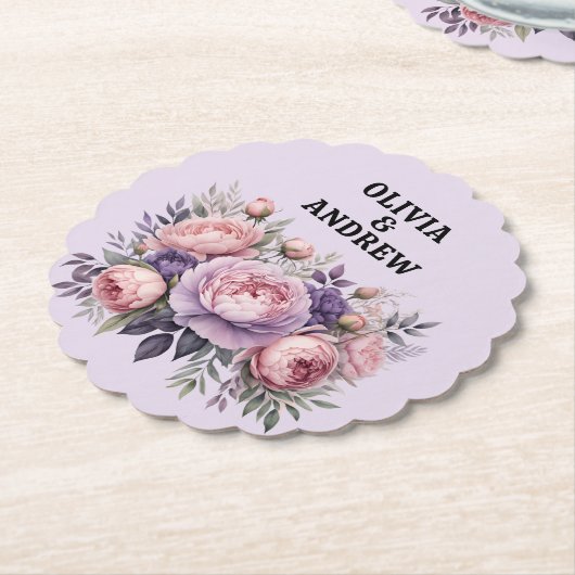 Verbluffende Elegante Bloemige Zachte Pastelkleure Kartonnen Onderzetters (Gekanteld)