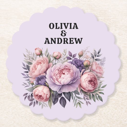 Verbluffende Elegante Bloemige Zachte Pastelkleure Kartonnen Onderzetters (Voorkant)