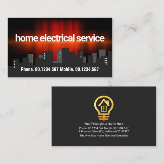 Verbluffende elektrische puls elektricien visitekaartje (Voorkant / Achterkant)