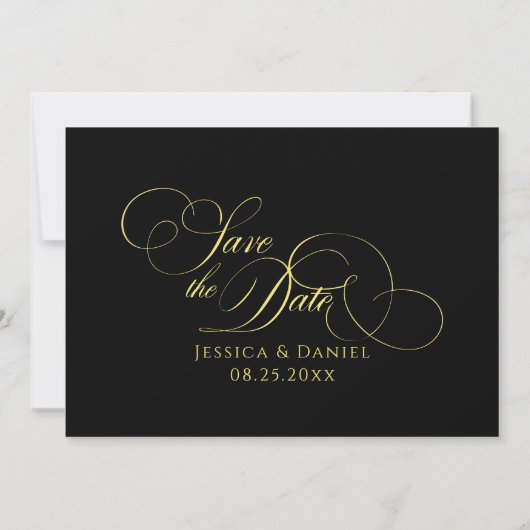 Verbluffende Emerald Green Black Gold Weddenschap Save The Date (Achterkant)
