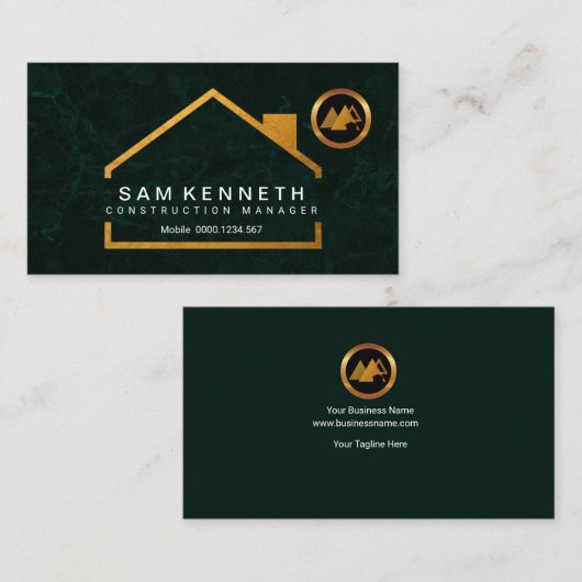 Verbluffende Emerald Green Grunge Gold Home Contra Visitekaartje (Voorkant / Achterkant)