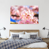 Verbluffende en geweldige roze Sakura-bloemen in d Canvas Afdruk (Insitu (Slaapkamer))