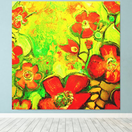 Verbluffende en kleurrijke vloerpannen canvas afdruk (Insitu (Houten vloer))