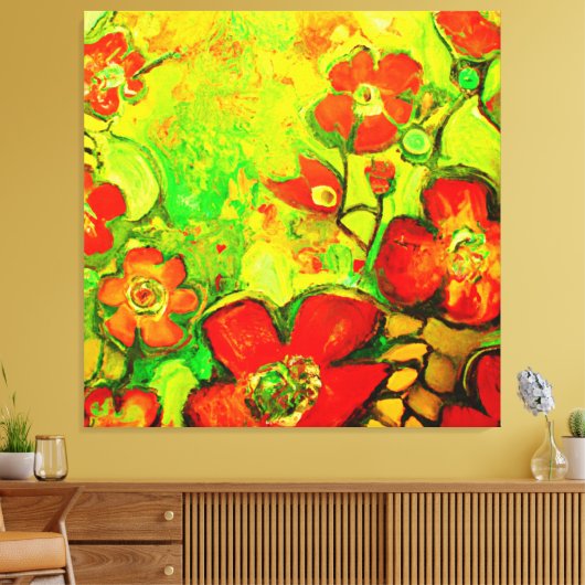 Verbluffende en kleurrijke vloerpannen canvas afdruk (Insitu (Woonkamer))