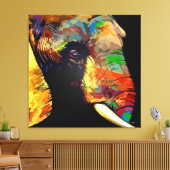 Verbluffende en levendige olifant schilderij canvas afdruk (Insitu (Woonkamer))