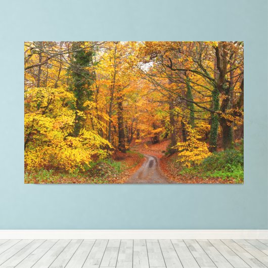 Verbluffende Engelse herfstkleuren met pad Canvas Afdruk (Insitu (Houten vloer))