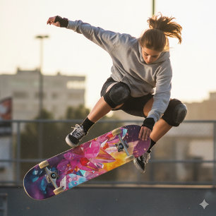 Verbluffende explosie van kleur bismut kristallen persoonlijk skateboard