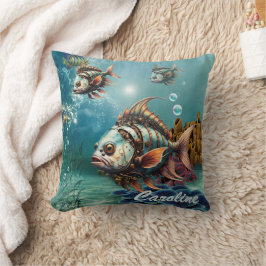 Verbluffende fantasie steampunk vis kussen