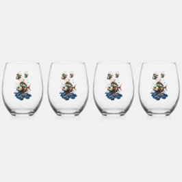 Verbluffende fantasie steampunk vis wijnglas zonder voet