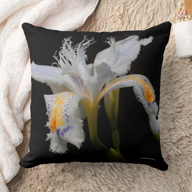 Verbluffende Floral Crested Iris Japonica Flower Kussen (Deken)