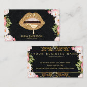 Verbluffende Floral Damask Gold Lips Makeup Artist Visitekaartje (Voorkant / Achterkant)