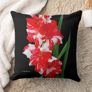 Verbluffende Floral Red en White Gladiolus Sword L Kussen
