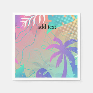 Verbluffende fluorescerende tropische palm servet