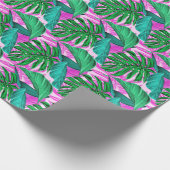 Verbluffende fluorescerende tropische palmbladeren cadeaupapier (Hoek)