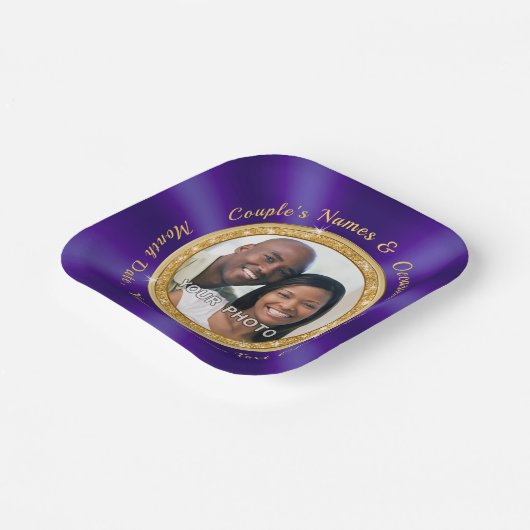 Verbluffende FOTO, Persoonlijke Huwelijksfeest Pap Papieren Bordje (Gebogen)