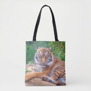 Verbluffende foto van tijger tote bag