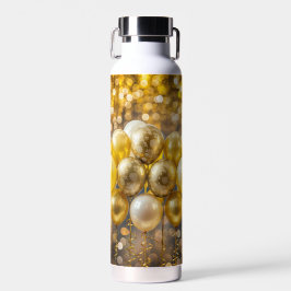 Verbluffende Gele en Gouden Bokeh Ballon Waterfles