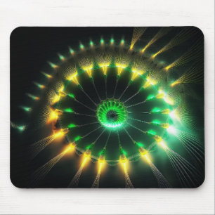 Verbluffende gele en groene pinwiel fractal muismat