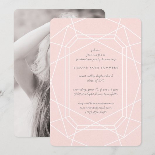 Verbluffende Gem Chic Graduation Party uitnodiging (Voorkant / Achterkant)