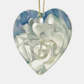 Verbluffende Georgia O'Keefe White Rose en Larkspu Keramisch Ornament (Links)