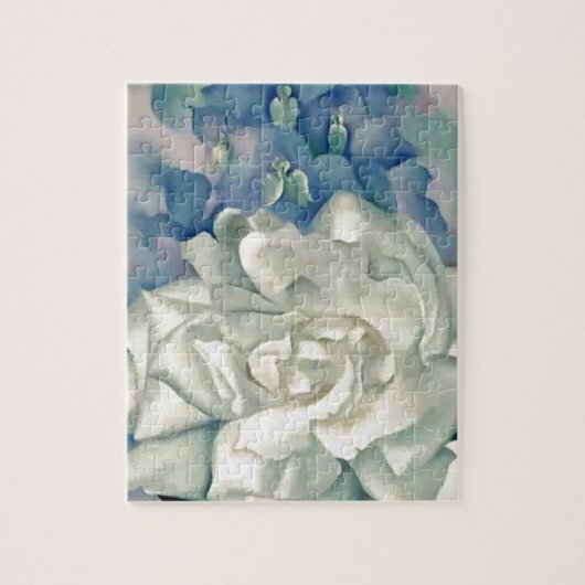 Verbluffende Georgia O'Keefe White Rose en Larkspu Legpuzzel (Verticaal)
