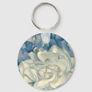 Verbluffende Georgia O'Keefe White Rose en Larkspu Sleutelhanger