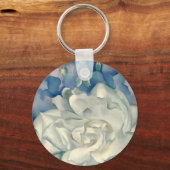 Verbluffende Georgia O'Keefe White Rose en Larkspu Sleutelhanger (Voorkant)