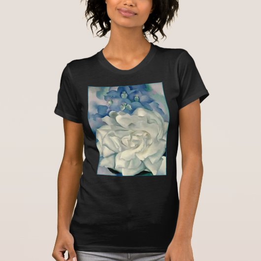 Verbluffende Georgia O'Keefe White Rose en Larkspu T-shirt (Voorkant)