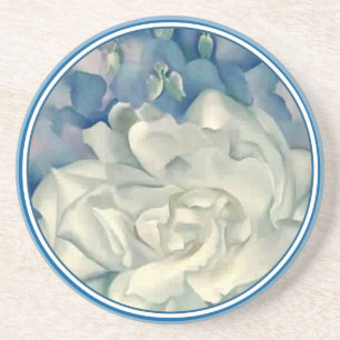 Verbluffende Georgia O'Keefe White Rose en Larkspu Zandsteen Onderzetter
