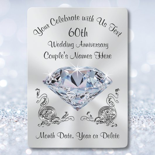 Verbluffende gepersonaliseerde 60e diamanten uitno kaart